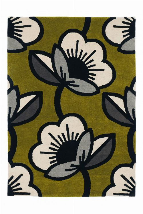 Bild: Orla Kiely Designerteppich Passion Flower Olive (Olive; 200 x 280 cm)