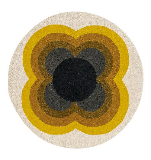 Bild: Orla Kiely Designerteppich Sunflower Pink (Yellow; 200 x 200 cm)