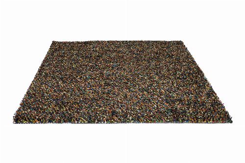Bild: Schurwollteppich Dots - Bunt/Beige