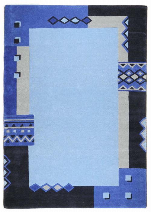 Bild: Schurwollteppich Florida (Blau; 150 x 150 cm)