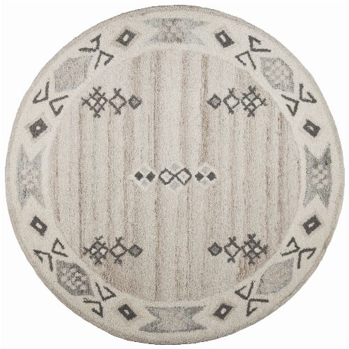 Bild: Royal Berber Teppich Bordüre - meliert - 150cm Rund - Beige