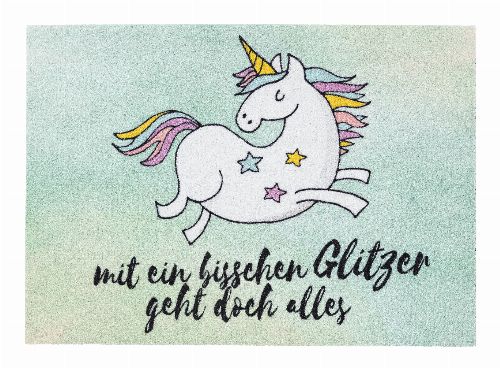 Bild: ASTRA Schmutzfangmatte - Happy Home Einhorn Glitzer (Türkis)