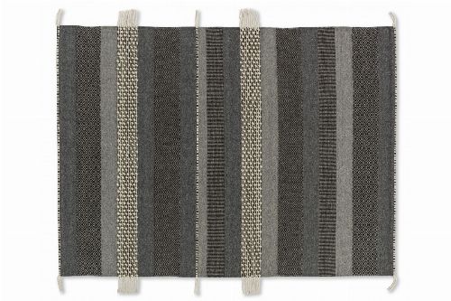 Bild: SCHÖNER WOHNEN Flachgewebeteppich - Botana Streifen (Dunkelgrau/Beige; wishsize)