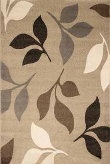 Bild: Kurzflor Teppich Pisa - Blätter - (Beige)