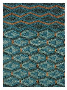 Bild: Brink&Campman Schurwollteppich Yara Artdeco 33508 (Türkis/Blau; 170 x 240 cm)