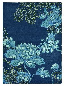 Bild: Schurwollteppich Fable Floral (Navy; 170 x 240 cm)