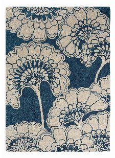 Bild: Florence Broadhurst Designerteppich Japanese Floral (Blau; 120 x 180 cm)