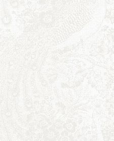 Bild: Eijffinger Reflect Vliestapete 378001 - Pfau mit Blumen (Weiß/Silber)