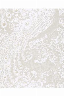 Bild: Eijffinger Reflect Vliestapete 378003 - Pfau mit Blumen (Creme/Weiß)