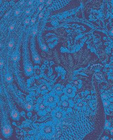 Bild: Eijffinger Reflect Vliestapete 378006 - Pfau mit Blumen (Blau)