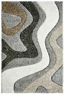 Bild: Moderner Teppich - Waves (Silber; 60 x 110 cm)