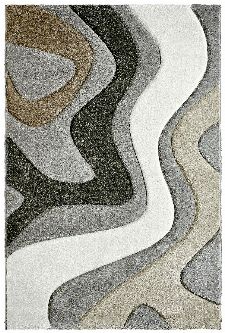 Bild: Moderner Teppich - Waves (Silber; 120 x 170 cm)