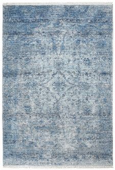 Bild: Teppichläufer mit Fransen im Used Look - Pure (Blau)