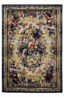 Bild: Blumenmotiv Teppich Gabiro Des. 0072 (Blau; 68 x 135 cm)