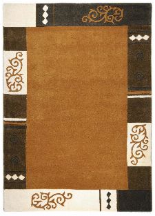 Bild: Schurwollteppich Ambadi Bordüre (Braun; 90 x 160 cm)
