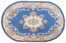 Bild: Ovaler Aubusson Design Teppich Ming 501 (Blau; 120 x 170 cm)