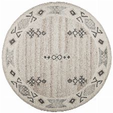 Bild: Royal Berber Teppich Bordüre - meliert - 150cm Rund (Beige; 150 x 150 cm)