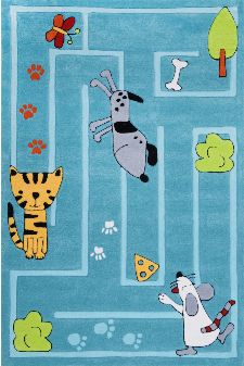 Bild: Kinderteppich Tiere Kindergarten MH-4128 (Türkis; 100 x 160 cm)
