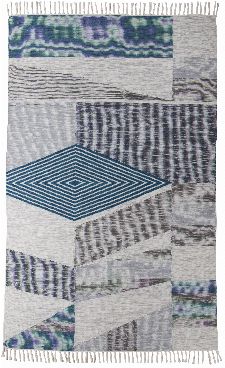 Bild: Vintage Teppich mit Fransen - Modern Kelim (Türkis; 65 x 135 cm)