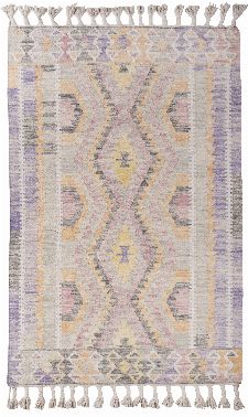 Bild: Vintage Teppich mit Fransen - Check Kelim (Purple; 65 x 135 cm)