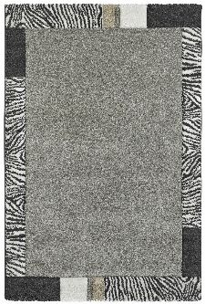 Bild: Moderner Bordürenteppich - Zebra - Silber