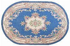 Bild: Ovaler Aubusson Design Teppich Ming 501 - Blau