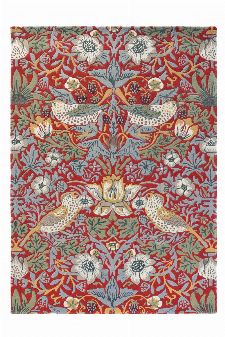 Bild: Morris & Co. Wollteppich Strawberry Thief (Crimson; 140 x 200 cm)